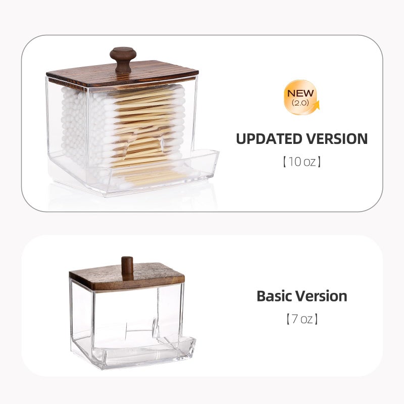 تي بيست ماكس tbestmax qtips حامل حاوية الحمام، 10oz كبير qtips موزع حامل الكرة القطن، منظم جرة الصيدلي البلاستيك الشفاف لتخزين مسحة القطن، منصات القطن المستديرة، يختار الخيط - Image 3